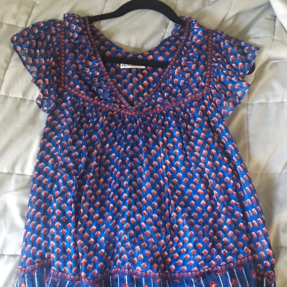 Ulla Johnson Tops - Ulla Johnson Prairie Top - Blue/Multi, Size M